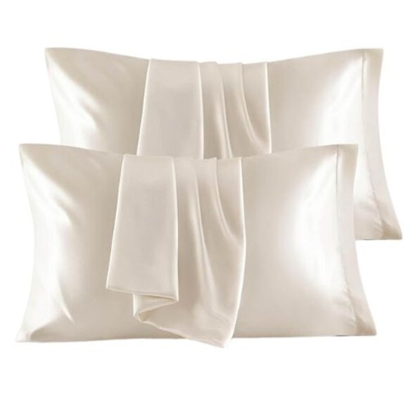 Satin Pillowcases for Hair & Skin | Queen 4-Pack Beige 20x30 | Smooth & Soft - Picture 1 of 2